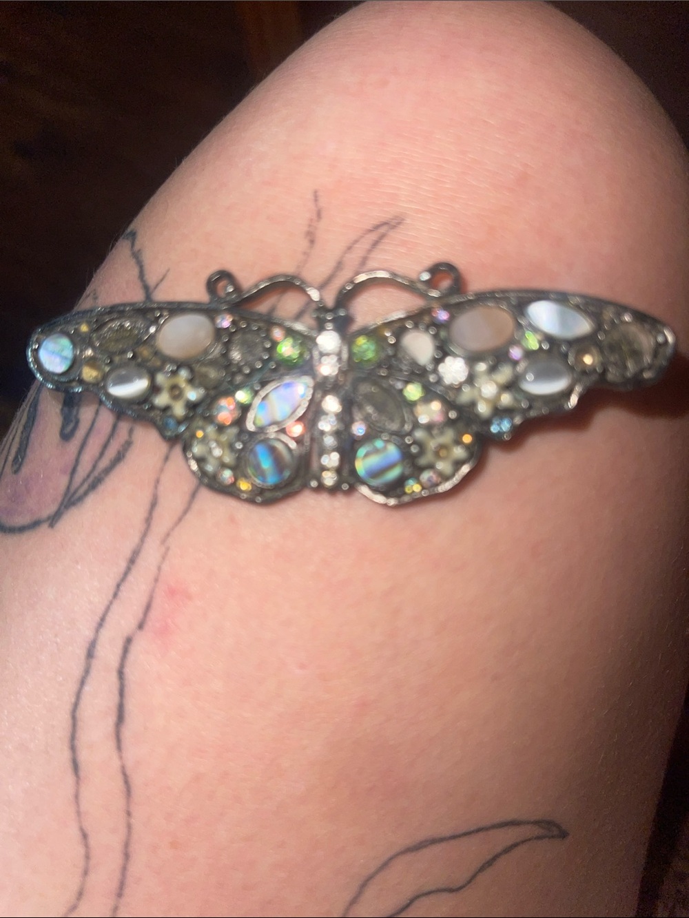 Iridescent Butterfly Brooch with Mother-of-Pearl Accents - Women Jewelry
